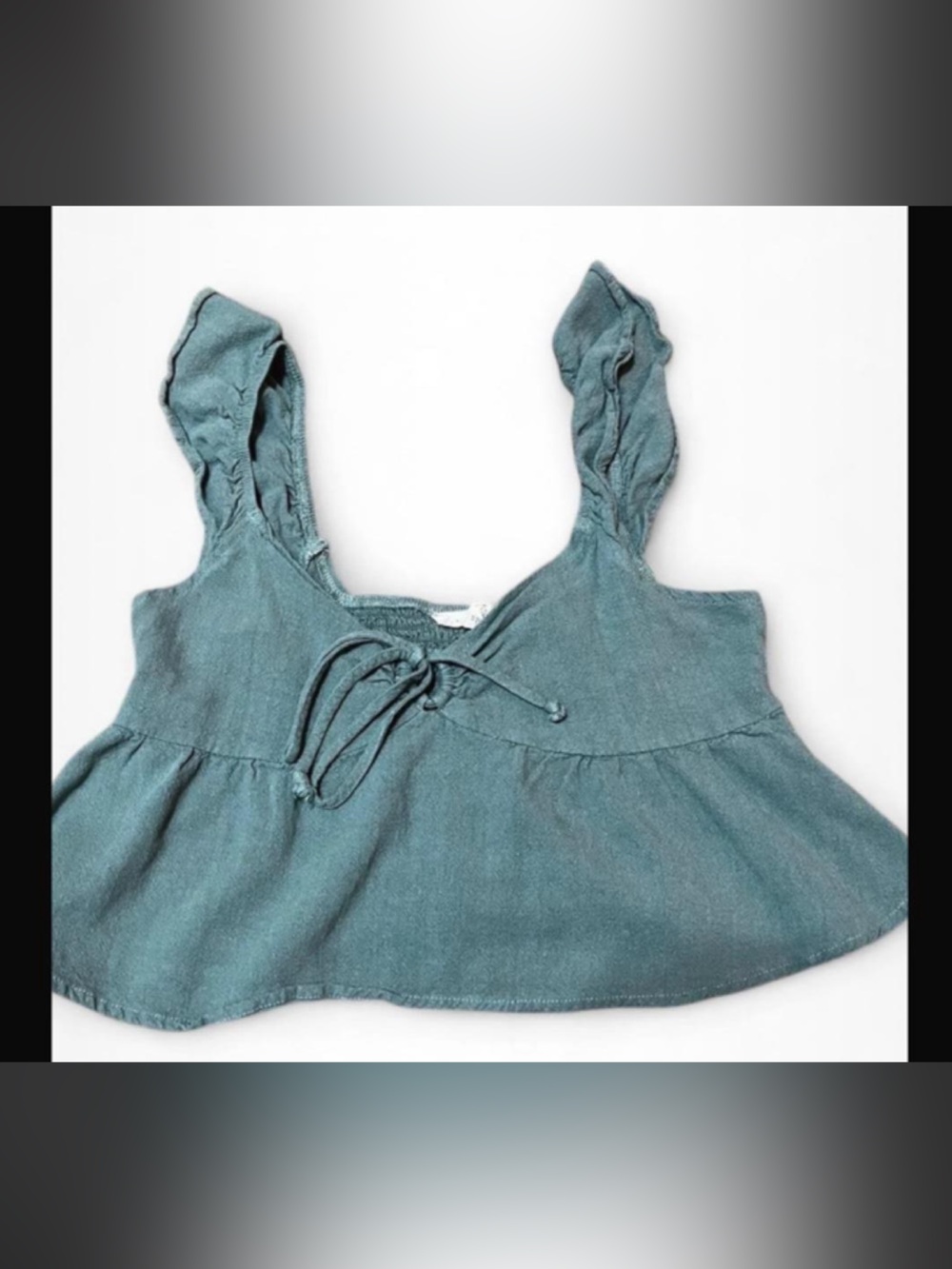 La Hearts Teal Tie-Front Crop Top